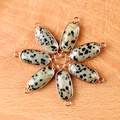 Dalmatian Jasper oval connector with rose gold trim and faceted cut for jewelry - Dalmatian Jasper