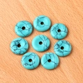Set of 8 turquoise-style round flat doughnut stone pendants with natural black vein patterns - Synthetic Turquoise (1 Piece)