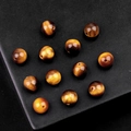 Natural tiger eye stone round half-hole beads for DIY earring jewelry making - Single Piece (6mm) / Tiger's Eye