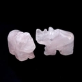 Hand-carved rose quartz rhinoceros and hippo figurines with natural stone texture - Rose Quartz