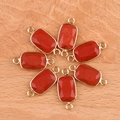 Rectangular red jasper pendants with double gold-plated connectors for jewelry making - Red Jasper