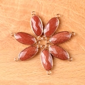 Oval goldstone pendants with double loops and gold faceted edges for DIY jewelry making - Gold Sandstone