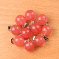 Pendentif boule en quartz rose poli avec fermoir en métal argenté sur fond de bois - Watermelon Red (Synthetic) (Pendant Only)
