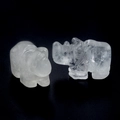 Mini hand-carved white crystal rhino and gorilla figurines made of natural quartz - White Crystal