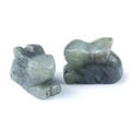 Natural labradorite crystal rabbit statues carved animal ornaments set of two - Labradorite