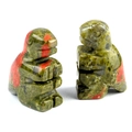 Sculptures de dinosaures en pierre Unakite polie aux motifs naturels verts - Unakite