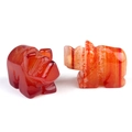 Red agate hippopotamus figurines with natural stone texture in hand-carved style - Red Agate