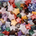 Pile of 20mm star shaped natural crystals including rose quartz and amethyst stones - Random Mixed Colors