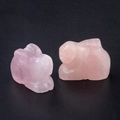 Set of two polished natural rose quartz rabbit figurines with translucent pink texture - Rose Quartz