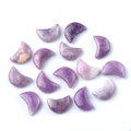 Set of 20mm crescent moon shaped natural purple amethyst stones with polished finish - Lilac Stone