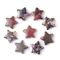 Polished Rhodonite star stones with natural pink and black veins in a star shape - Rhodonite