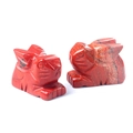 Hand-carved red jasper stone bunny figurines with natural mineral texture for decoration - Red Jasper