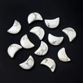 Moon shaped white howlite crystal stones with natural grey marble textures - Howlite