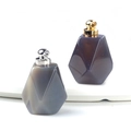 Smoky quartz and dark amethyst octagonal perfume bottle pendants with gold and silver caps - Silver Clasp Marble White / Grey Agate