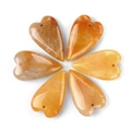 Set of 6 yellow heart-shaped natural crystal pendants with pre-drilled holes - Topaz