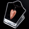 Collier coeur en pierre naturelle avec texture marbre marron et cordon tressé - Jaspe Rouge