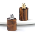 Tiger eye stone perfume bottle pendant with cylindrical shape and gold or silver cap - Gold Head / Tiger's Eye