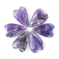 Set of six heart-shaped purple amethyst stone pendants for DIY jewelry crafting - Amethyst