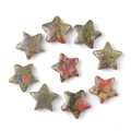 Set of 9 star-shaped unakite natural stone beads for DIY jewelry and home decor - Unakite