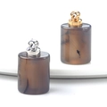 Brown agate rectangular perfume bottle pendant with gold and silver bail hardware - Gold Head / Grey Agate