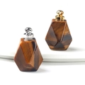 Parfumfles hanger van tijgeroogsteen met gouden en zilveren metalen doppen - Tijgeroog