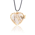 Collier cœur en cristal blanc avec pendentif papillon en fil doré élégant - Cristal blanc