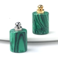 Parfümfles hanger van groene malachietsteen met goud- en zilverkleurige doppen - Malachiet (Synthetisch)