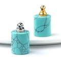 Parfümflesje hanger van natuurlijke turkoois met gouden en zilveren metalen kapjes - Synthetisch Blauw Turkoois