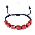 Bracelet tissé à la main avec perles carrées en jaspe rouge et cordon noir réglable - Jaspe Rouge