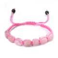 Bracelet fait main en perles de quartz rose et cordon rose ajustable pour femme - Quartz rose