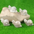 Hand-carved natural white agate rabbit figurines set for landscape decor - White Crazy Lace Agate