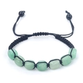 Bracelet tressé fait main avec pierres d'aventurine vert clair et cordon noir ajustable - Aventurine Verte