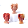 Hand-carved natural red agate and jasper mini angel figurines for home decor - Colored Jade