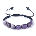 Pulsera tejida a mano con cuentas de amatista cuadradas y cordón negro ajustable - Amatista
