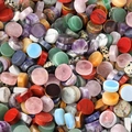Flat round natural crystal and agate stone discs in assorted colorful gemstones - Random Mixed Colors (1PC)