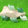 Set of five green crystal agate snail figurines carved from natural semi-precious stones - Green Aventurine