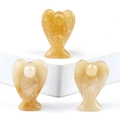 Lot de trois anges de prière en cristal jaune naturel avec une texture polie lisse - Jade Jaune
