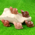 Mini carved snail figurines made of red strawberry quartz crystals set of 5 pieces - Purple Aventurine