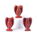 Lot de trois mini anges sculptés en jaspe rouge naturel avec des textures marbrées - Jaspe Rouge