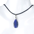 Lapis Lazuli Tropfen Kristall Anhänger Halskette mit schwarzer Kordel für Damen - Lapislazuli