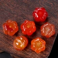 Perles citrouille et fleur en cornaline rouge foncé avec finition naturelle pour bijoux DIY - Agate rouge