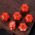Perles citrouille en jaspe rouge pour bijoux DIY avec design à six pétales lot de 6 - Jaspe Rouge