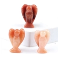 Ensemble de trois mini figurines d'ange sculptées en pierres de cristal orange - Aventurine rouge