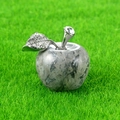 Grey stone apple ornament with silver leaf and crystal rhinestones for decor - Picasso Stone