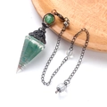 Pendolo in cristallo di resina verde con spirale in rame e catena stile vintage - Avventurina Verde (Rosso Antico)