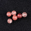 Perle tonde in quarzo fragola da 10mm con foro parziale per creazione di gioielli - Rosso Anguria Sintetico (1601)