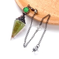 Pendolo in resina di cristallo peridoto verde con bobina in rame e catena bronzo - Cristallo di Peridoto (Rosso Antico)
