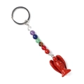 Porte-clés ange des sept chakras avec perles en pierres et pendentif ange rouge - Jaspe Rouge