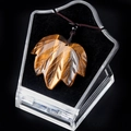 Tiger Eye maple leaf pendant necklace with natural stone texture and brown woven rope - Tiger's Eye