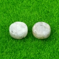 Pair of flat round natural agate stone slices in translucent grey with black specks - Labradorite (1pc)